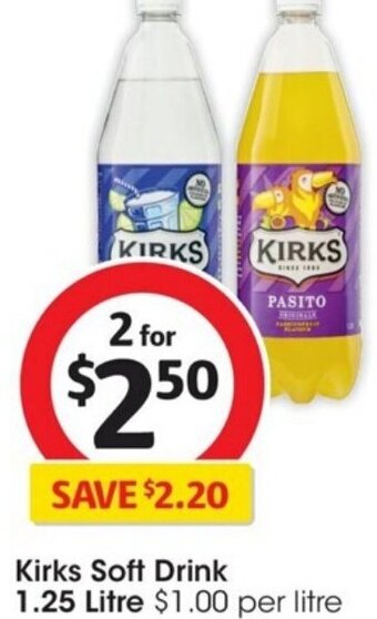 Coles Kirks Soft Drink 1.25 Litre offer