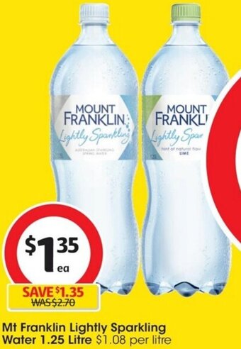 Coles Mt Franklin Lightly Sparkling Water 1.25 Litre offer