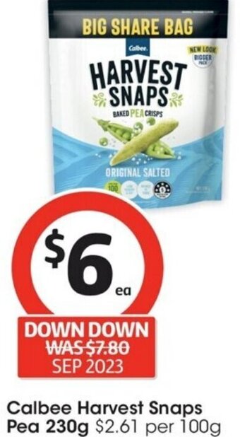 Coles Calbee Harvest Snaps Pea 230g offer