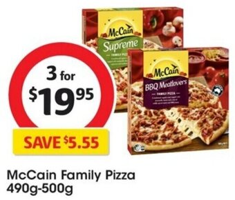 Coles McCain Family Pizza 490g-500g offer