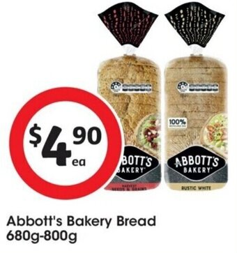 Coles Abbott's Bakery Bread 680g-800g offer