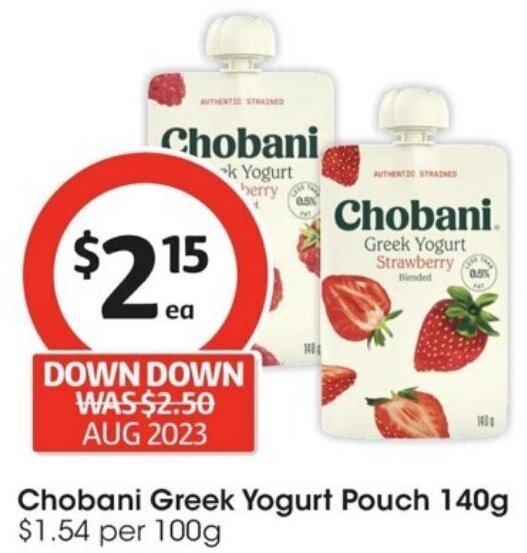 Chobani Greek Yogurt Pouch 140g offer at Coles