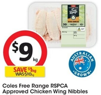 Coles Coles Free Range RSPCA Approved Chicken Wing Nibbles offer
