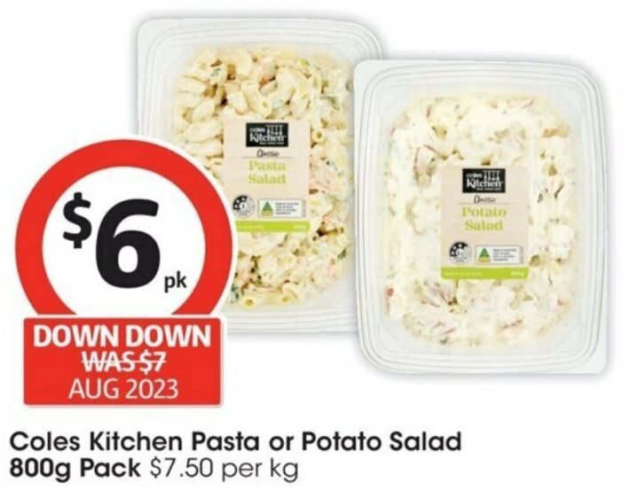 Coles Kitchen Pasta or Potato Salad 800g Pack offer at Coles