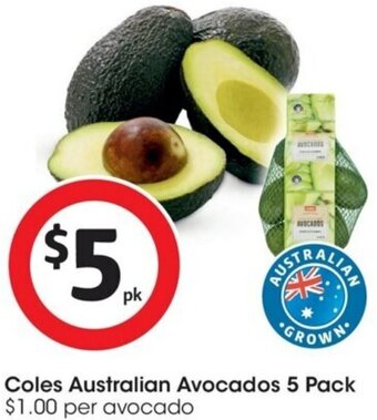Coles Coles Australian Avocados 5 Pack offer