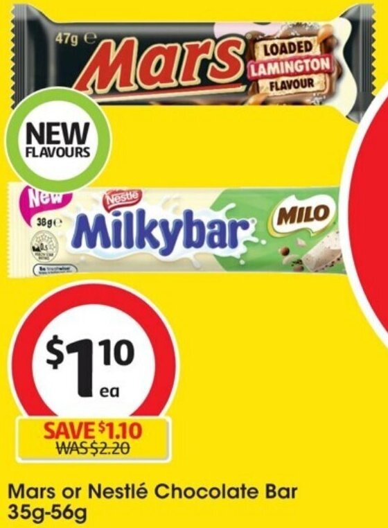 Mars or Nestlé Chocolate Bar 35g56g offer at Coles