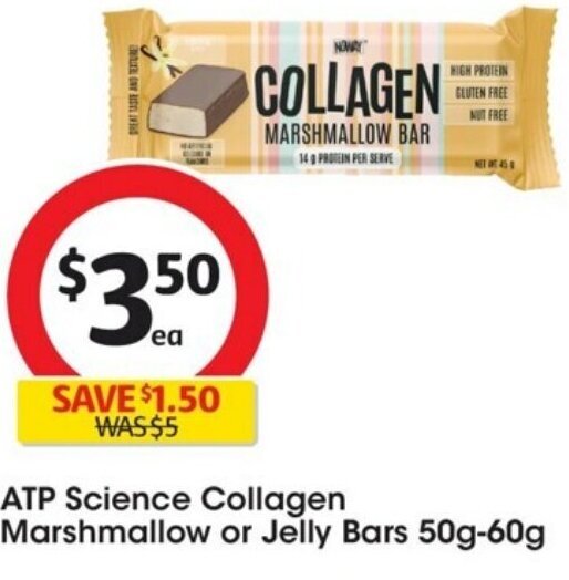 ATP Science Collagen Marshmallow or Jelly Bars 50g60g offer at Coles