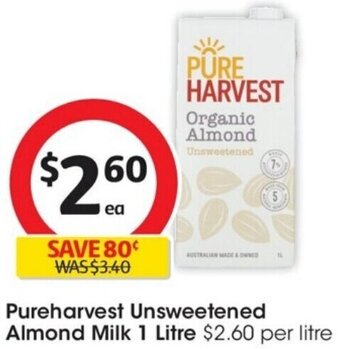 Coles Pureharvest Unsweetened Almond Milk 1 Litre offer