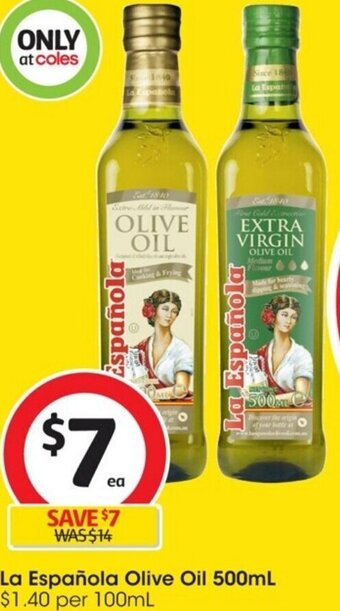 Coles La Española Olive Oil 500mL offer