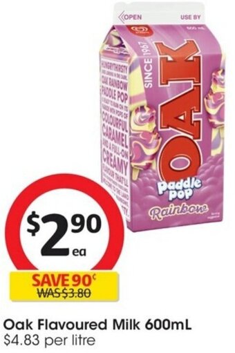Coles Oak Flavoured Milk 600mL offer