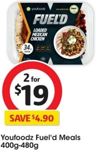 Coles Youfoodz Fuel'd Meals 400g-480g offer