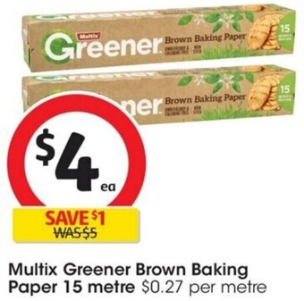 Multix Greener Brown Baking Paper 15 metre