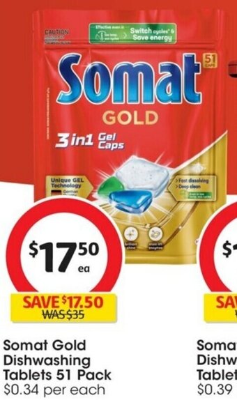 Coles Somat Excellence Dishwashing Tablets 45 Pack offer