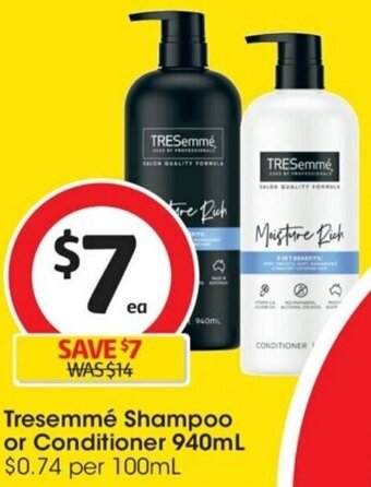 Coles Tresemmé Shampoo or Conditioner 940mL offer