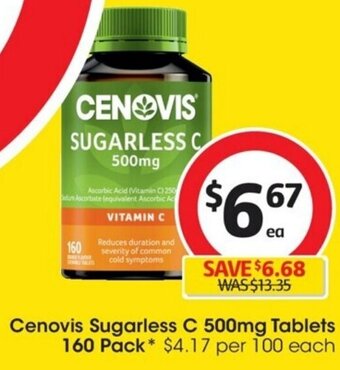 Coles Cenovis Sugarless C 500mg Tablets 160 Pack offer
