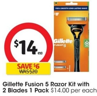 Coles Gillette Fusion 5 Razor Kit with 2 Blades 1 Pack offer