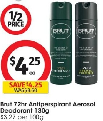 Coles Brut 72hr Antiperspirant Aerosol Deodorant 130g offer