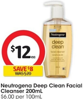 Coles Neutrogena Deep Clean Facial Cleanser 200mL offer
