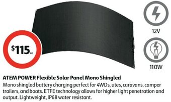 Coles ATEM POWER Flexible Solar Panel Mono Shingled offer