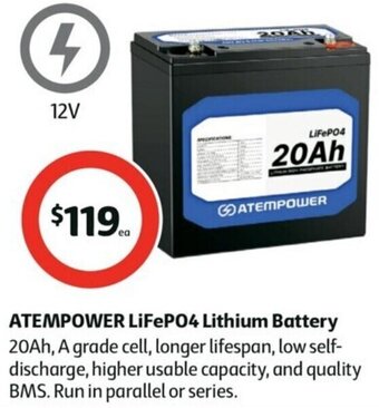 Coles ATEMPOWER LiFePO4 Lithium Battery offer