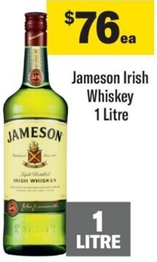 Coles Jameson Irish Whiskey 1 Litre offer