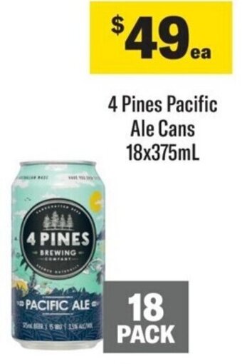 Coles 4 Pines Pacific Ale Cans 18x375mL offer
