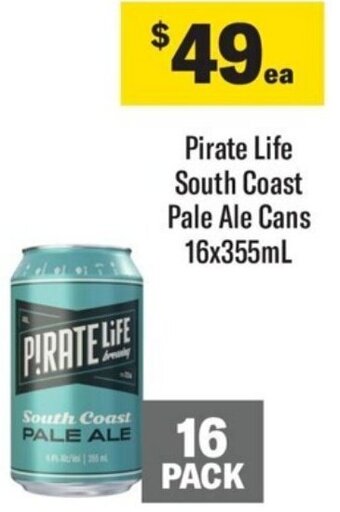 Coles Pirate Life South Coast Pale Ale Cans 16x355mL offer