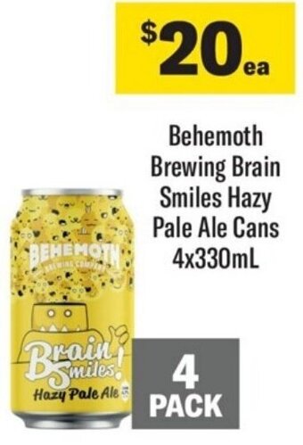 Coles Behemoth Brewing Brain Smiles Hazy Pale Ale Cans 4x330mL offer