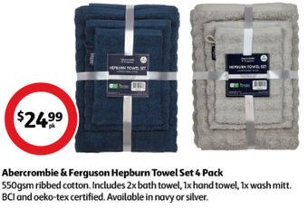 Coles Abercrombie & Ferguson Hepburn Towel Set 4 Pack offer