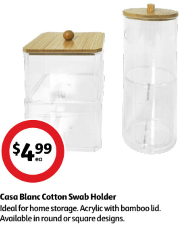 Casa Blanc Cotton Swab Holder offer at Coles