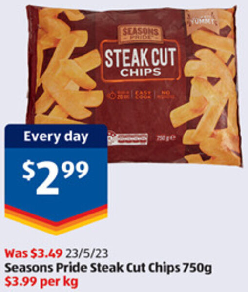Seasons Pride Steak Cut Chips 750g offer at ALDI