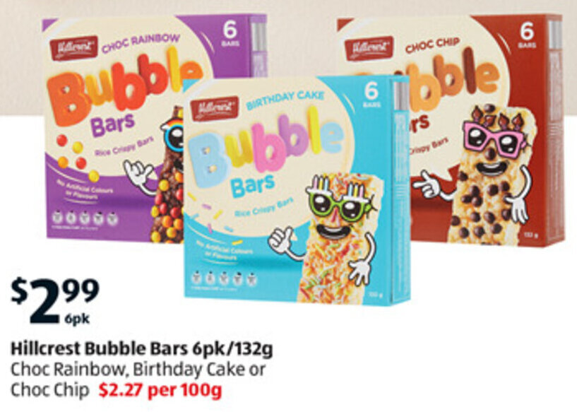 Hillcrest Bubble Bars 6pk/132g offer at ALDI