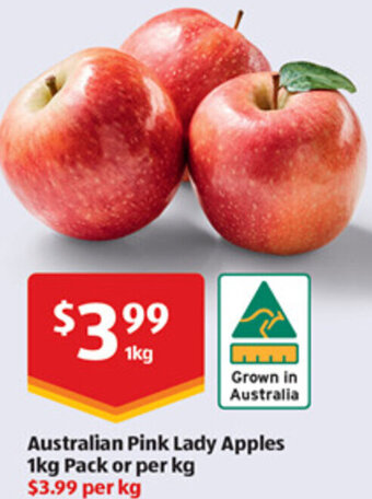 ALDI Australian Pink Lady Apples 1kg Pack or per kg offer