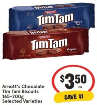 IGA Arnott's Chocolate Tim Tam Biscuits 165-200g Selected Varieties offer