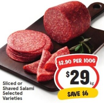 IGA Sliced or Shaved Salami Selected Varieties offer