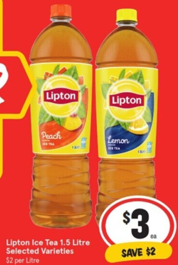 Lipton Ice Tea 1.5 Litre Selected Varieties offer at IGA