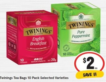 IGA Twinings Tea Bags 10 Pack Selected Varieties offer