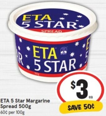 IGA ETA 5 Star Margarine Spread 500g offer