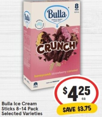 IGA Bulla Ice Cream Sticks 8-14 Pack Selected Varieties offer