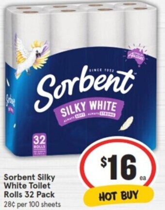 IGA Sorbent Silky White Toilet Rolls 32 Pack offer