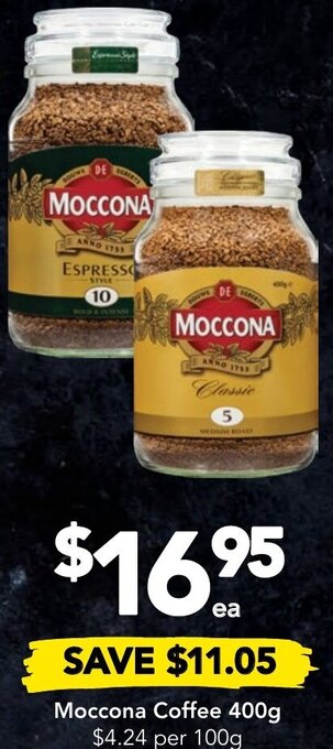 Drakes Moccona Coffee 400g offer