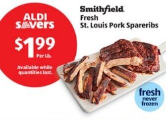 ALDI Smithfield Fresh St. Louis Pork Spareribs offer