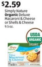 ALDI Simply Nature Organic Deluxe Macaroni & Cheese or Shells & Cheese 9.5 oz. offer