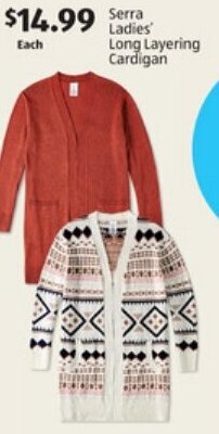 ALDI Serra Ladies Long Layering Cardigan offer
