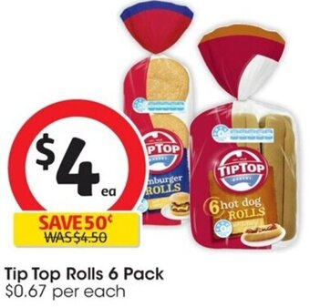 Coles Tip Top Rolls 6 Pack offer