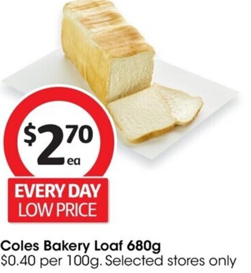 Coles Bakery Loaf 680g offer at Coles