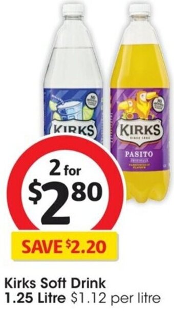 Coles Kirks Soft Drink 1.25 Litre offer