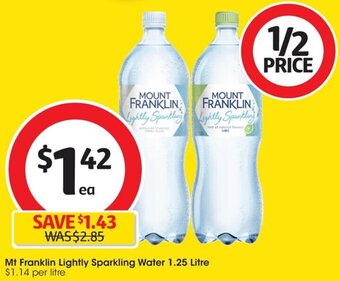 Coles Mt Franklin Lightly Sparkling Water 1.25 Litre offer