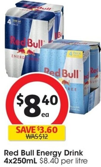 Coles Red Bull Energy Drink 4x250mL offer