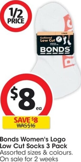 Coles Bonds Women's Logo Low Cut Socks 3 Pack offer